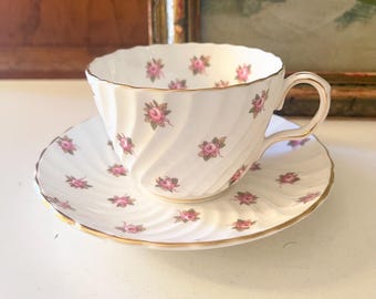 Vintage Aynsley England  Teacup and Saucer, Bone China, Vintage Gift, Mother's Day Gift, English Teacup, Pink Roses