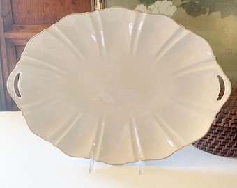 Vintage Lenox USA "Symphony" Serving Platter, Oval Porcelain Dessert or Cheese Tray, Gold Trim 17" Platter, Grandmillennial Dining