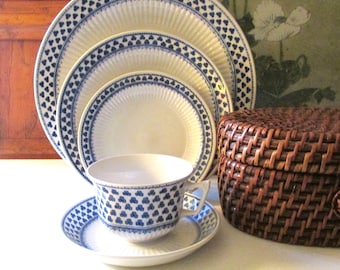 New Old Stock "Brentwood" Adams England Ironstone Dinnerware, Blue and White China, Sold In Set of Four, English Country, Grandmillennial