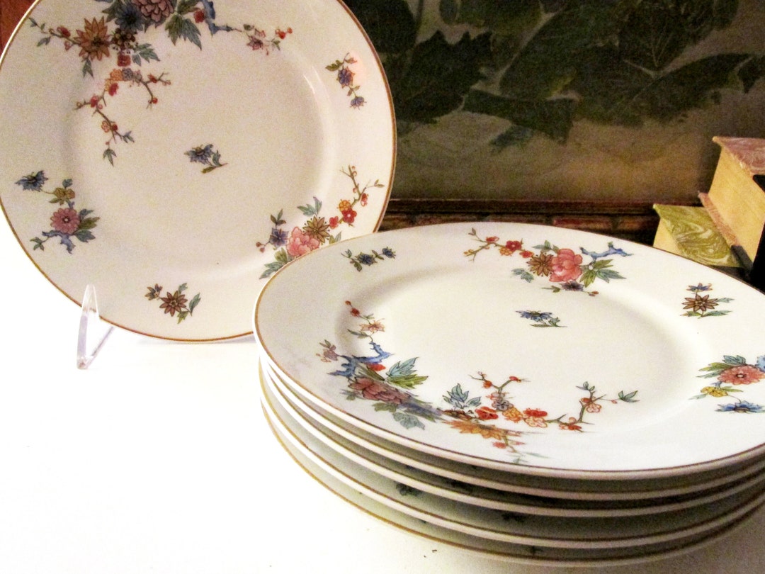 Six L S & S Limoges Dessert Plates Chinoiserie French Plates Etsy
