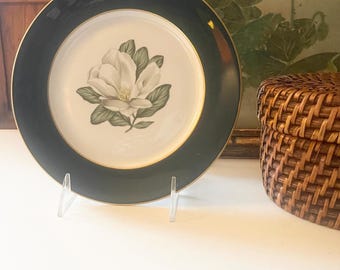 Vintage " Windsor" Magnolia Theme Salad Plate by Arcadian-Prestige, Elegant Dining, Green White China, US Made