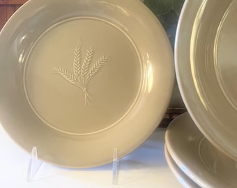 Vintage Dansk for Pottery Barn Set of Four Wheat Salad Plates, Grandmillennial Dining, Farmhouse Thanksgiving China, Portugal Sage Green