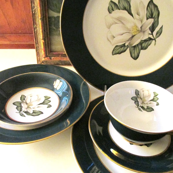 Vintage Magnolia Dinnerware, Arcadian-Prestige "Windsor" Pattern, Sold in Sets of Four, Teacups & Saucers, Dinner Plates, Soup Bowls, Etc