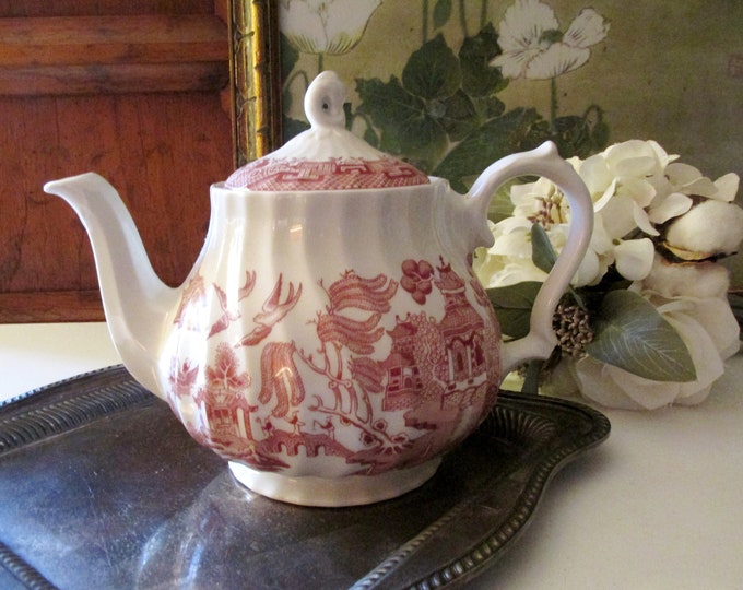 Vintage English Pink Willow Teapot, Royal Wessex, Made in England