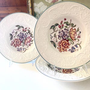 Vintage Set of Three Wedgwood &quot;Bognor&quot; Soup Bowls, Patician, Embossed Rim Bowls, English Chintz Floral
