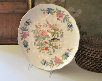 Vintage Aynsley England "Pembroke" Cake Plate, Floral Chinoiseire Round Dessert Tray, Tea Party Decor