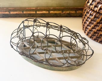 Vintage Metal Flower Frog, Oval Collapsible Style Flower Holder, Patina, Gift For Gardener, Antique Flower Arranger