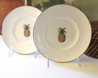 Vintage Lenox  British Colonial Collection, "Colonial Bamboo" By Chuck Fisher, Two Pineapple Accent Plates