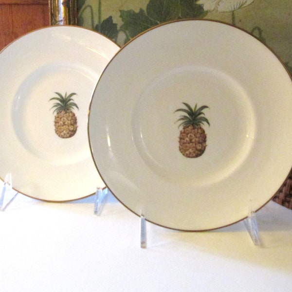 Vintage Lenox  British Colonial Collection, "Colonial Bamboo" By Chuck Fisher, Two Pineapple Accent Plates