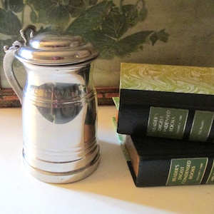 Vintage English Pewter Lidded Tankard, English Pewter Made In Sheffield England