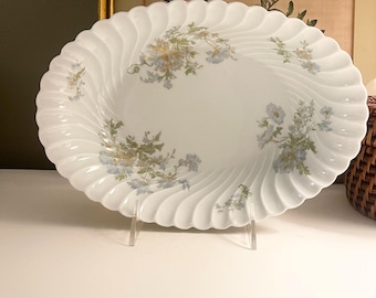 Vintage French Haviland Limoges Oval Serving Dish, Margaux Pattern Porcelain Vegetable Bowl