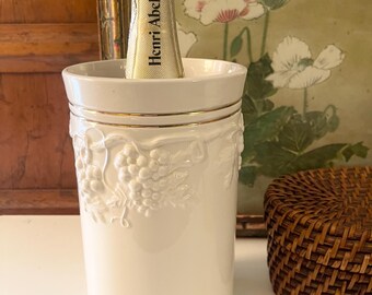 Vintage Sadler England Hand Painted Pottery Wine Cooler, Grapes and Leaves, Alfresco Dining