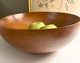 Vintage Wooden Bowl, Farmhouse Decor, Wood Fruit Bowl, Salad Bowl, Mod Country Decor