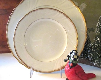 Vintage Noritake "Salutation" Set of Four Salad Plates And Dinner Plate, Sold Separately, Holiday Dining, Gold Rim Dinnerware