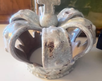 Glazed Pottery Decorative Crown, Royal British Decor, English Country Decor