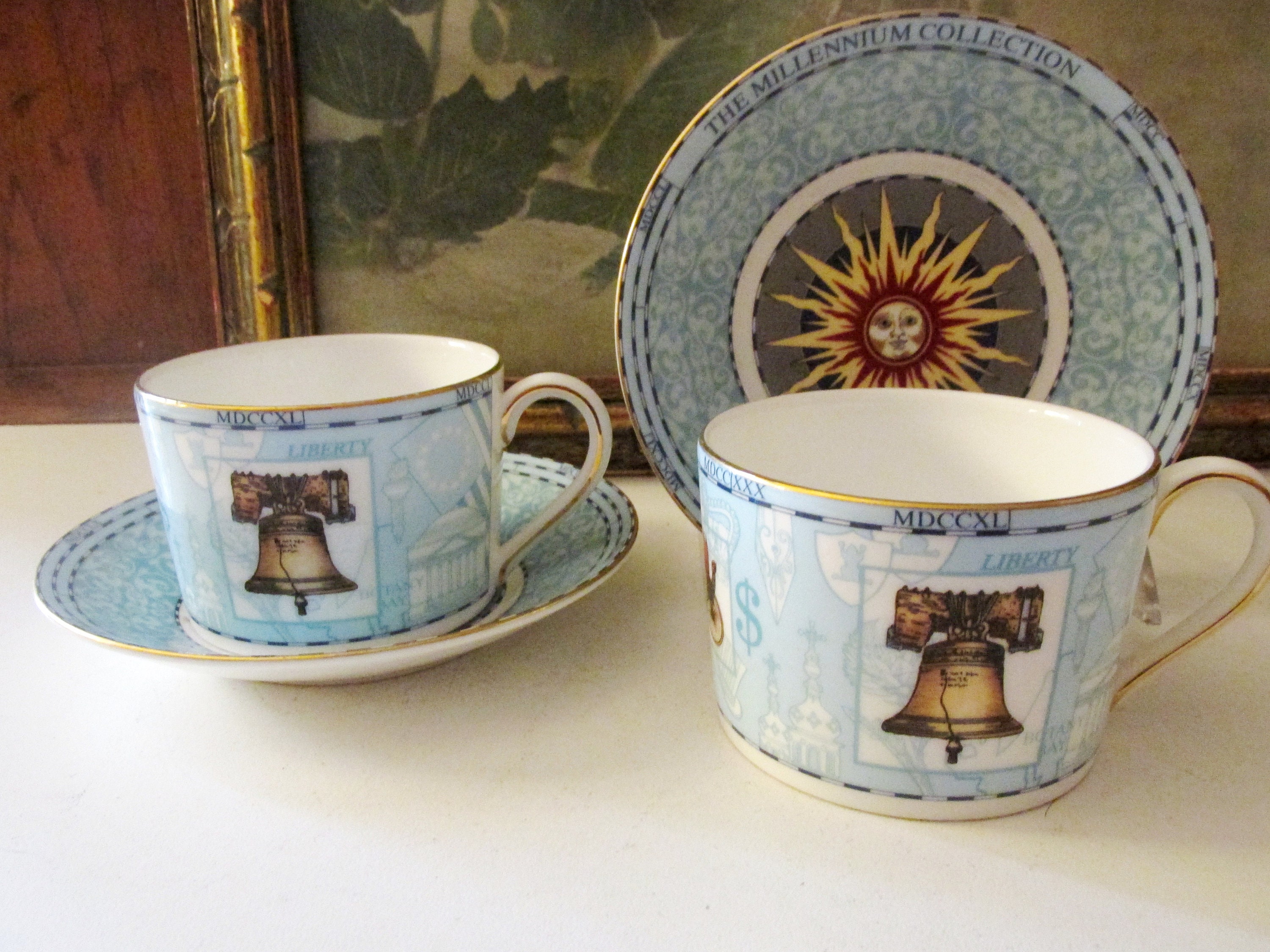 Two Wedgwood England Millennium Tea Cups, 1997, Tea Party Decor 