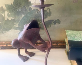 Vintage Frog Candlestick Holder, Gift For Frog Lover, Boho Decor