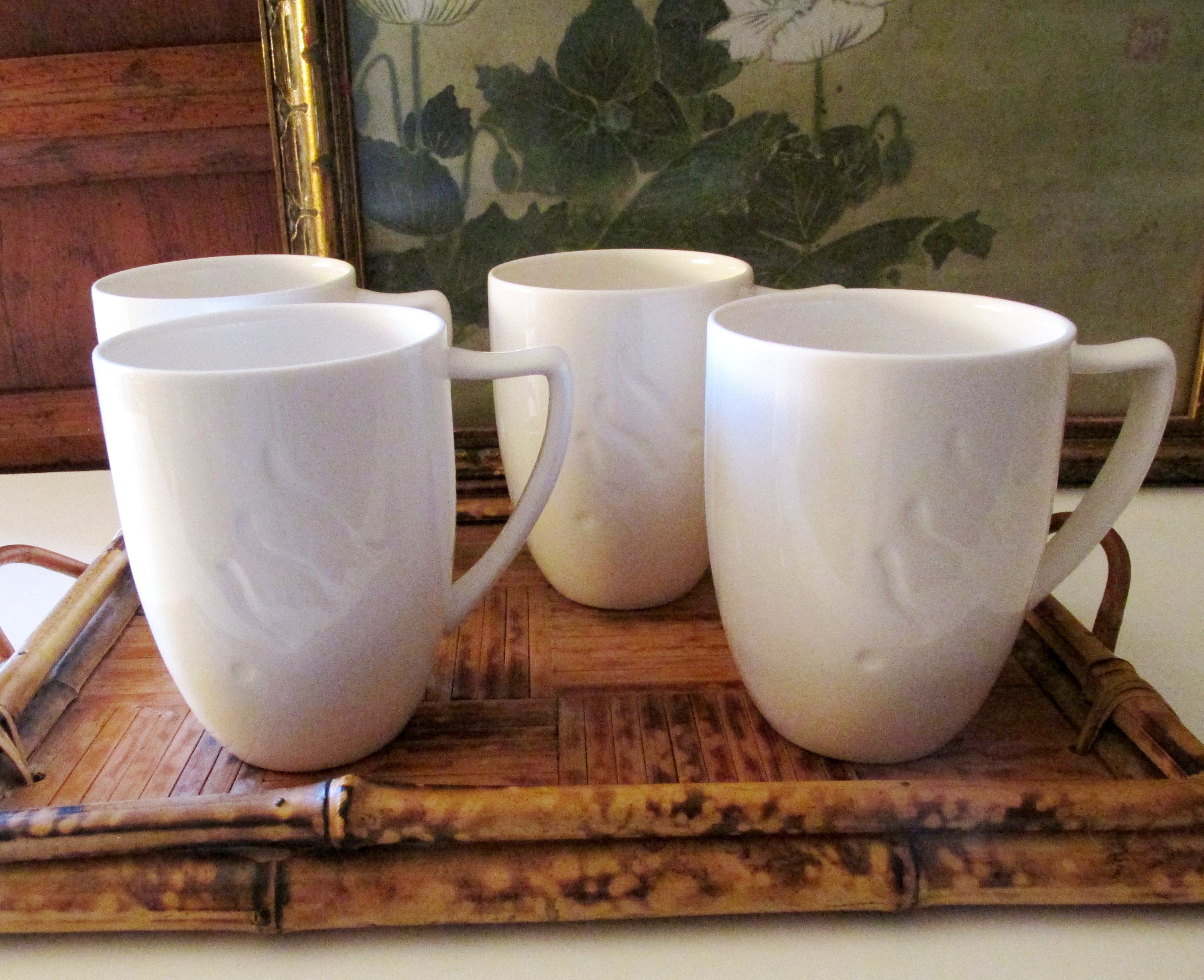 Four Lenox Mugs White Coffee Mugs Vintage Cafe Mugs Lenox Etsy