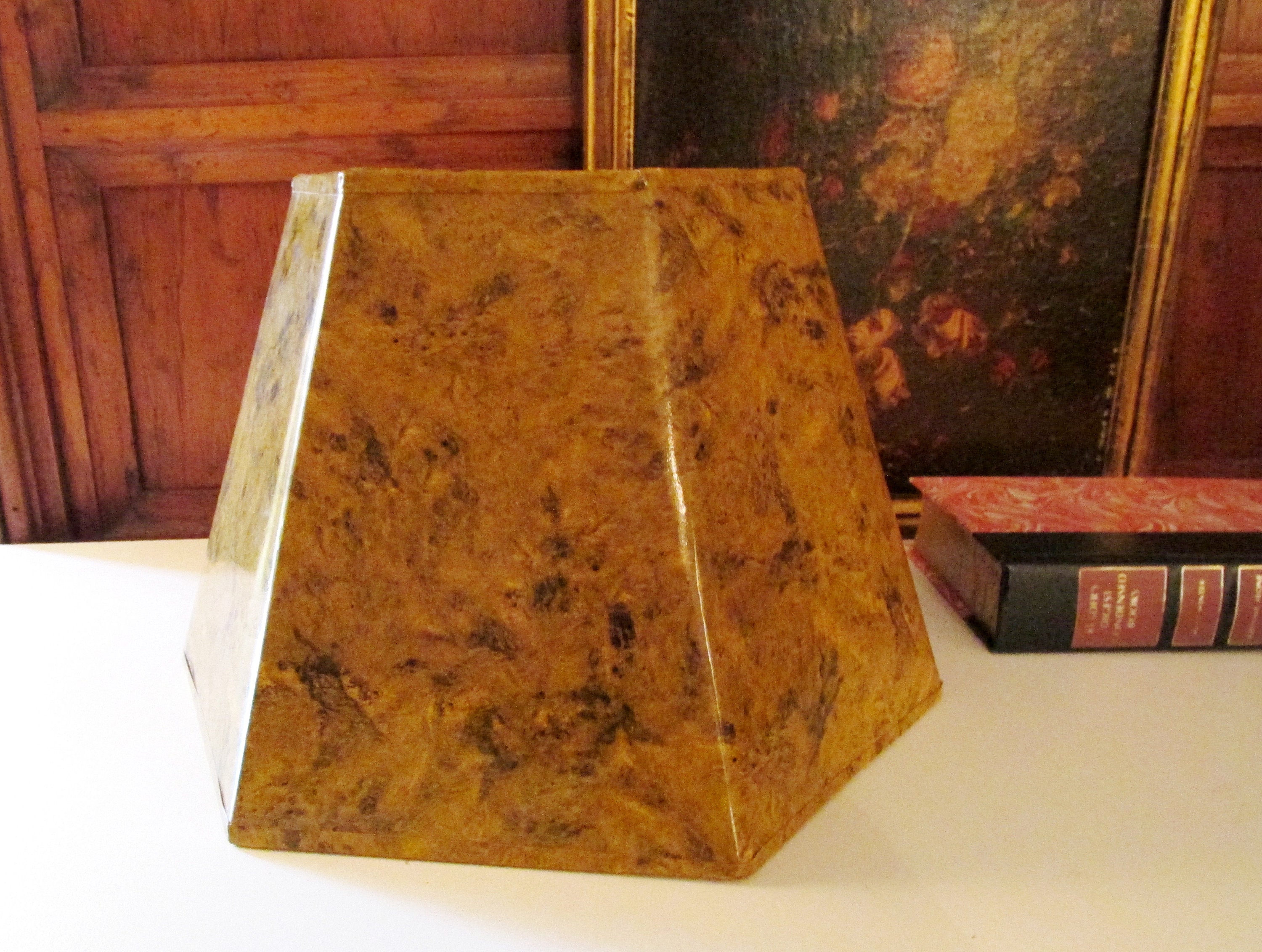 Vintage Artemis Studios Lamp Shade Ochre Gold Marblized
