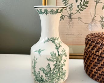 K's Collection Green Rooster Transferware Vase