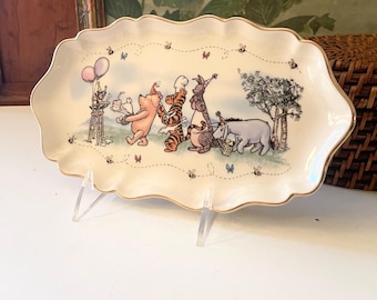 Vintage Lenox "The Birthday Brigade", Winnie the Pooh & Friends Tray Fine Ivory China, Disney Memorabila,