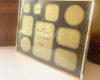 1980’s Brass Multi Photo Frame," The Family Frame" by Bowon, Wall or Table Decor