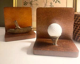 Vintage Golf Bookends, John Wanamaker, Gift For Golfer