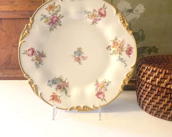 Vintage J. Pouyat Limoges France Decorative Plate, Gilded Trim, French Chic Floral Cabinet Plate, Wall Gallery Decor