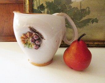 Vintage Italian Tuscany Pottery Pitcher, Alfresco Dining, Hand Painted Jug, Italy, Wine and Cheese Decor