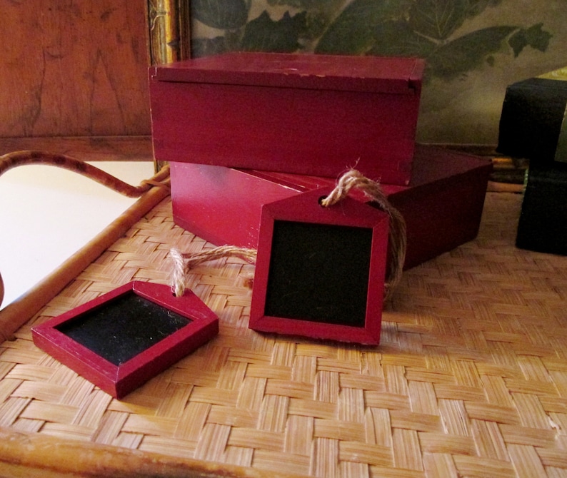 Tags Wine Label Set of Six Chalkboard Napkin Rings Etc Red Wood Box Set of Chalkboard Tags Pottery Barn