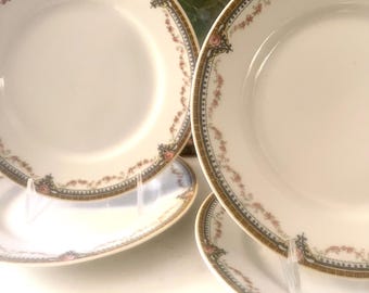 Set of  Four Haviland Limoges France Salad Plates, Theodore Haviland Rose Garland Tea or Dessert Plates, Neoclassical China