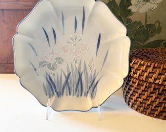 Vintage Himark Japan "Iris Mist" Decorative Plate, Floral Decorative Dish, Coffee Table Decor, Valet Tray, Palm Beach Chic