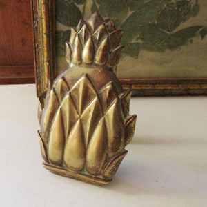 Vintage VA Metalcrafters Pineapple Door Knocker, Rustic Brass, Williamsburg, Chinoiserie, Traditonal Decor, Brass Decor image 2