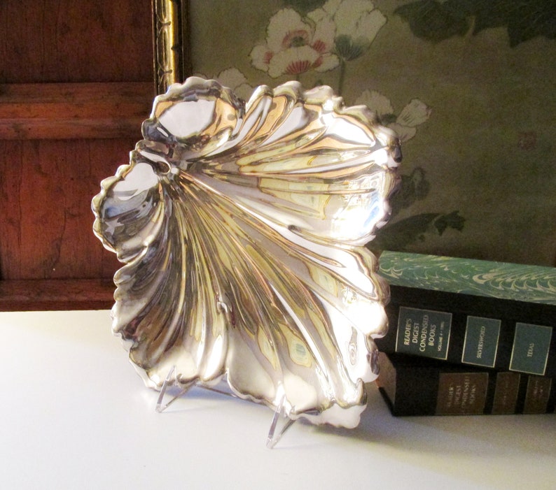 Silver Plated Tray Coffee Table Decor Fisher Silversmiths Leaf Tray Vintage Leaf Tray Decorative Autumn Leaf Dish