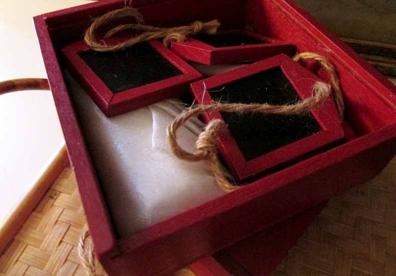Tags Wine Label Set of Six Chalkboard Napkin Rings Etc Red Wood Box Set of Chalkboard Tags Pottery Barn