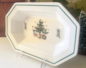 Vintage "Christmastime" by Nikko, Vegetable Serving Bowl, Holiday Dinnerware, Christmas Tree Dish