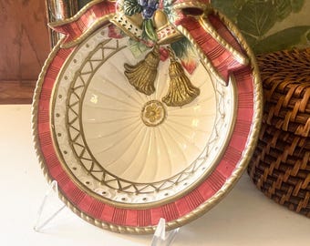 Vintage Fitz and Floyd Christmas Canape Bowl, Holiday Dining