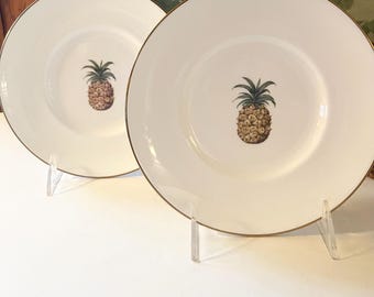 Vintage Pair Lenox British Colonial Collection, "Colonial Bamboo" By Chuck Fisher, Two Pineapple Accent, Williamsburg Decor, Small Plates