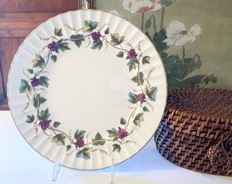 Vintage Royal Worcester "Bacchanal" Dinner Plate, English Country, Grapes and Leaves, Thanksgiving China