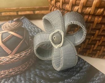 Vintage  Houlès, Paris Blue Rosette, Bow Wall Decor, French Hand Made, "Toinette", Passementerie, Drapery Accent, Picture Hanger