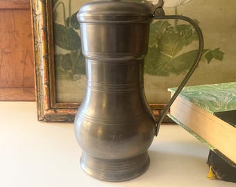 Vintage Holland  Pewter Metal Ware Syrup Pitcher, Farmhouse Pewter Jug