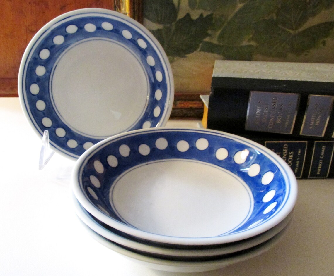 Cuatro Williams-Sonoma tazón azul y blanco bolos de frutas | Etsy