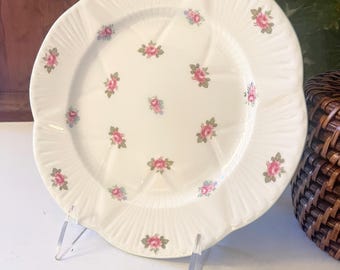 Vintage Shelley England "Rosebud" Pink Roses Plate, Small Fine Bone China Tea or Dessert Plate
