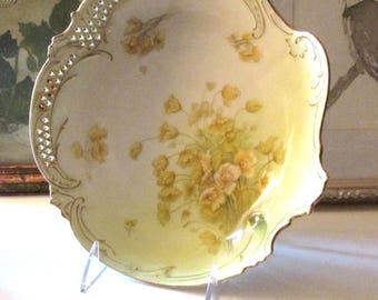 Vintage Hand Painted Floral Porcelain Plate, Germany, Romantic Decorative Display, Coastal Grandmother, Victorian Decor