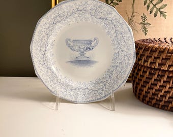 Antique "Webster Vase" Ironstone Plate, Blue and White Transferware