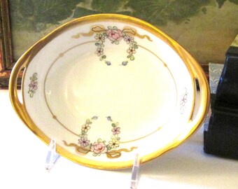 Vintage W. A. Pickard Dish, Gilded Floral Pin Dish, Bon Bon Dish, Hand Painted Romantic Porcelain Dish, Cottage Chic
