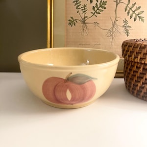 Vintage Kathy Kale Yellow Ware Red Apple Bowl, McCoy Pottery