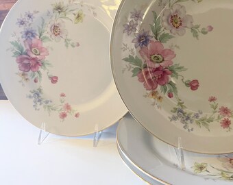 Set of Four Vintage Bavaria "Spring Bouquet" Dinner Plates, Tirschenreuth Germany, Floral Garden Dinner Plates, Romantic Cottage Decor