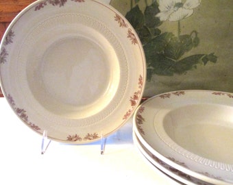 Four Vintage  Syracuse China "Montlynn" Large Rim Soup Bowls, Hotel China, Restaurant Ware