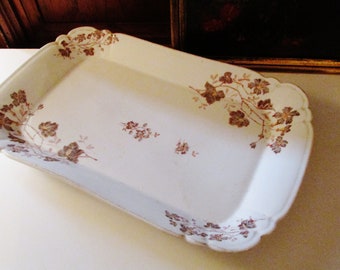 Antique Floral Platter, Vintage Ironstone Platter with Floral Design, Farmhouse Chic, French Country, Transferware Tray